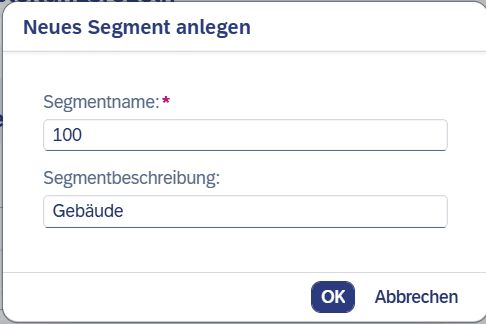 Screenshot SAP Fiori Universelle Verrechnung Neues Segment anlegen