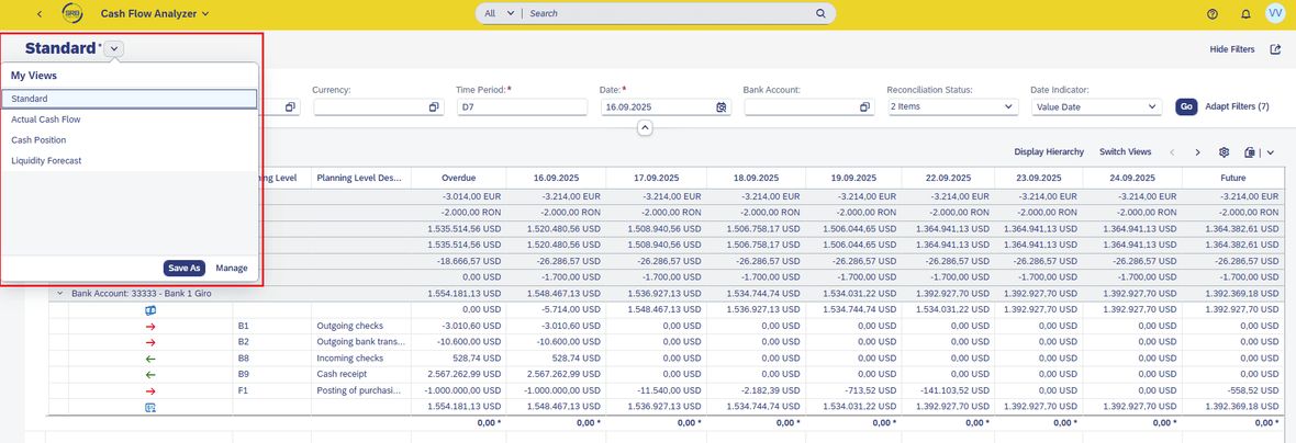 Screenshot Cashflow Analyse