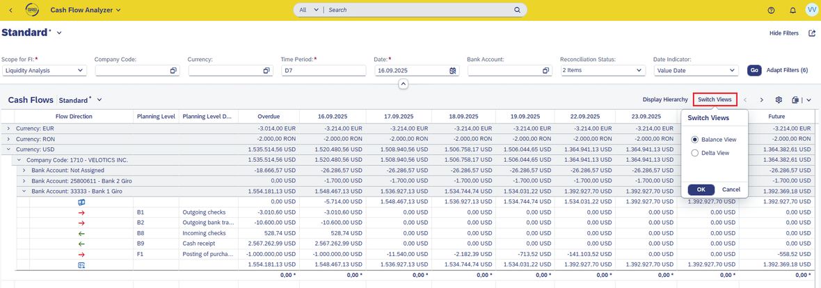 Screenshot Cashflow Analyse