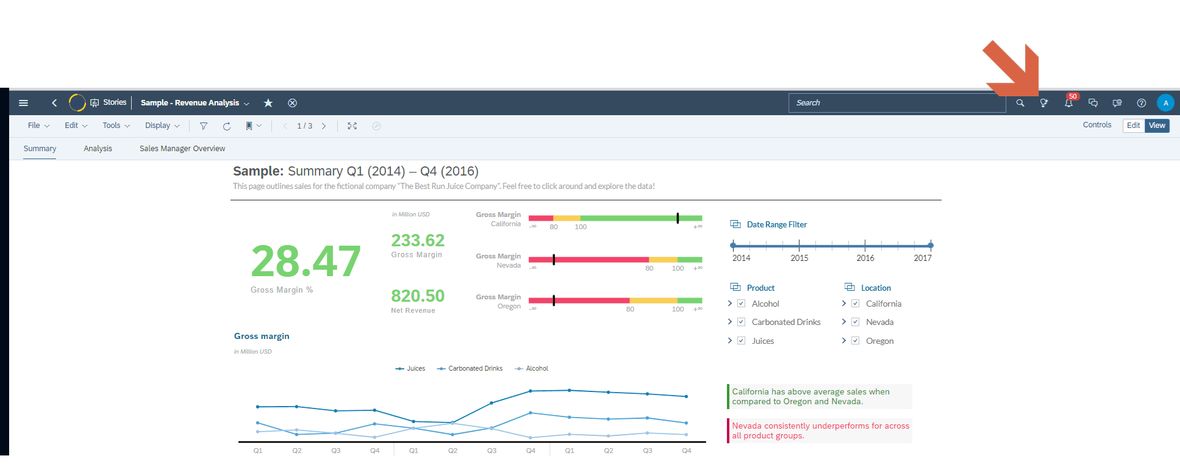 Screenshot einer Grafik über Sample Revenue Analysis