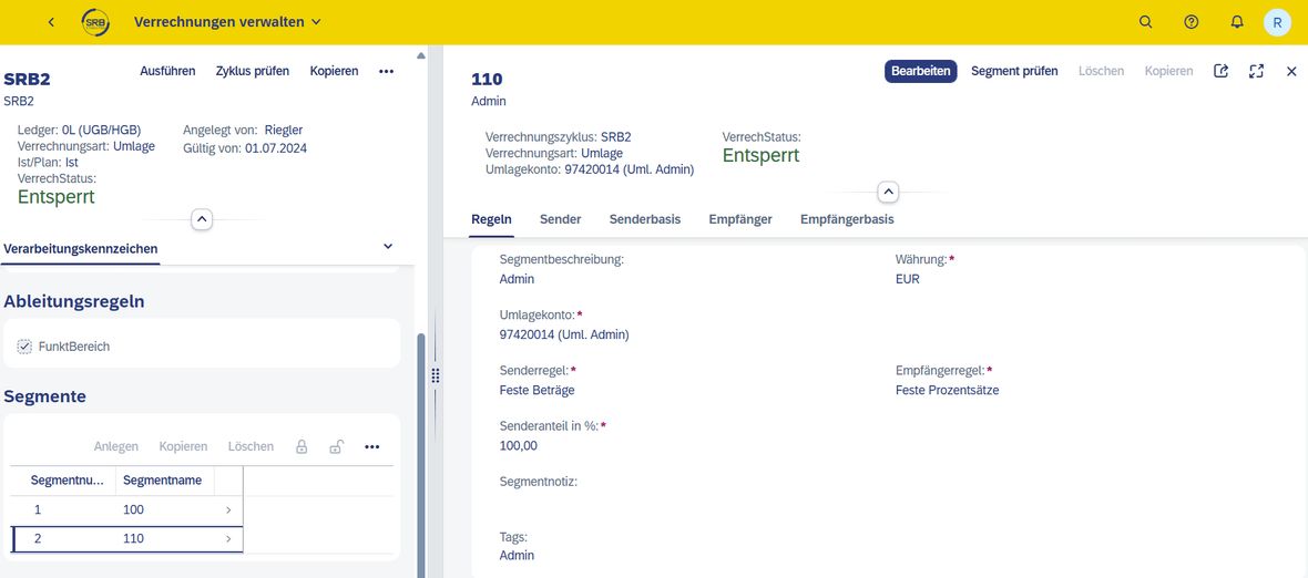 Screenshot SAP Grafik Universelle Verrechnung