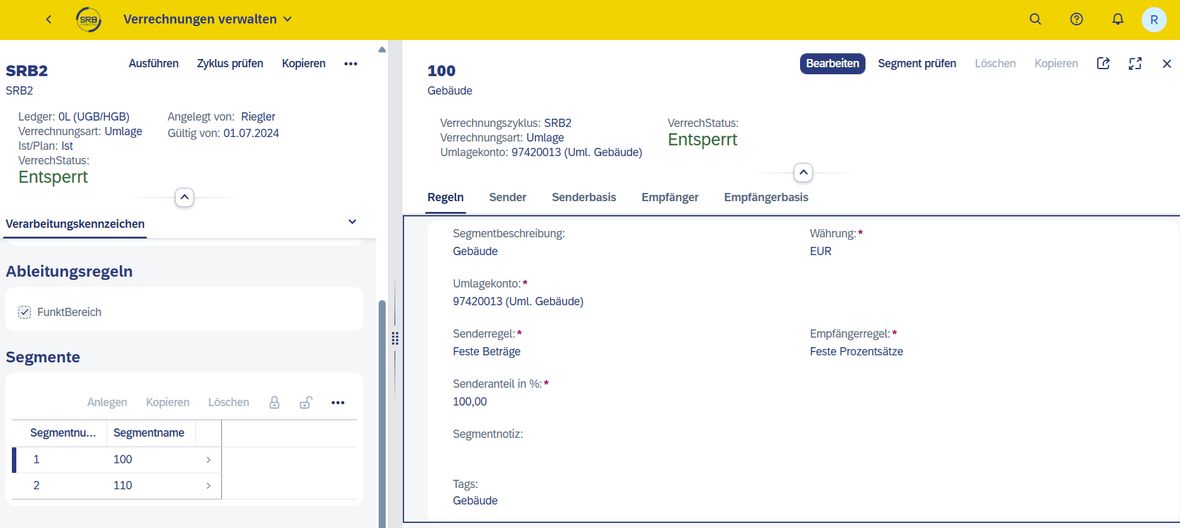 Screenshot Grafik SAP Fiori Universelle Verrechnung