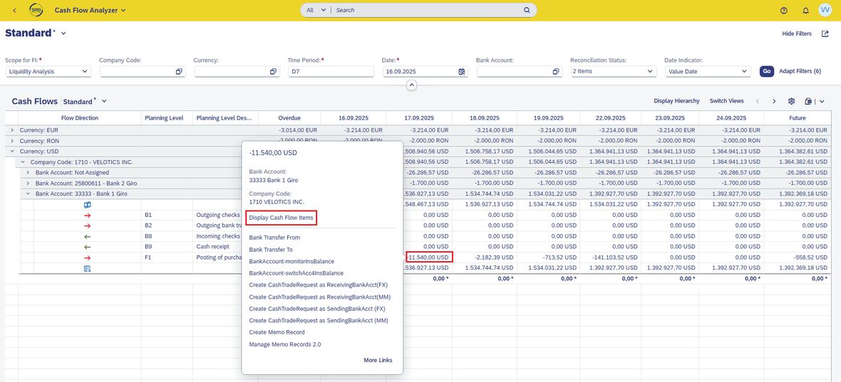Screenshot Cashflow Analyse