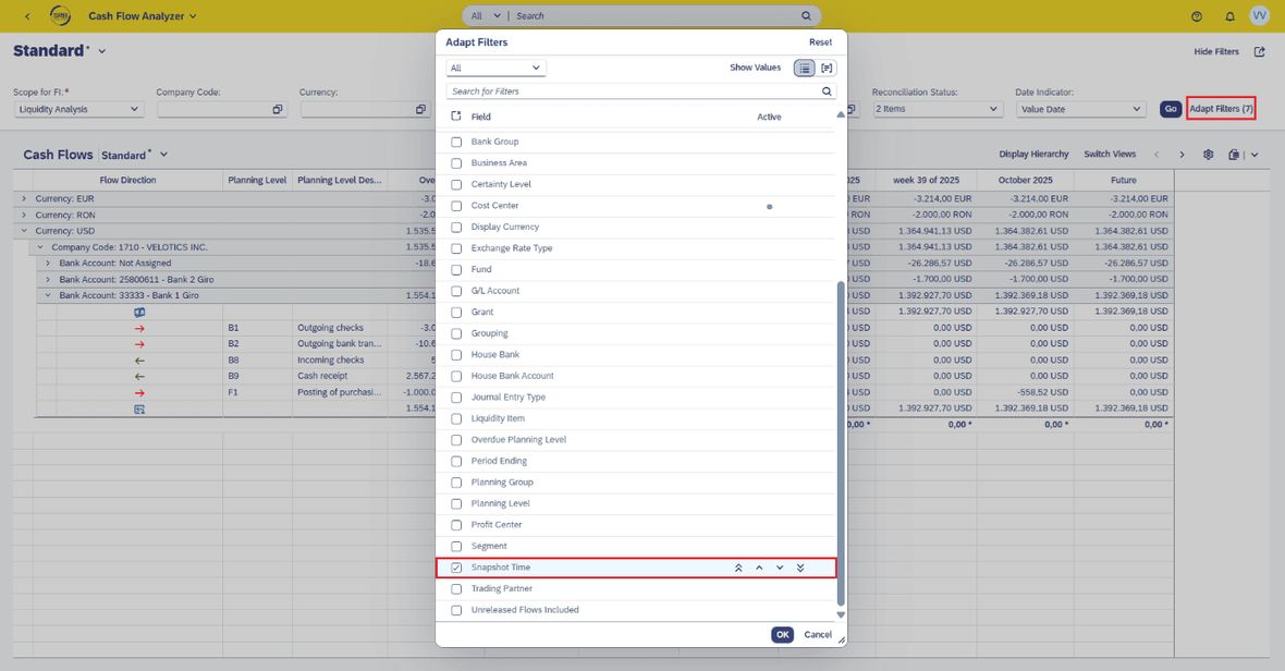Screenshot Cashflow Analyse