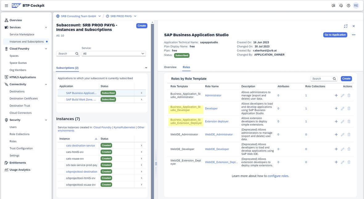 Screenshot SAP BTP Studio