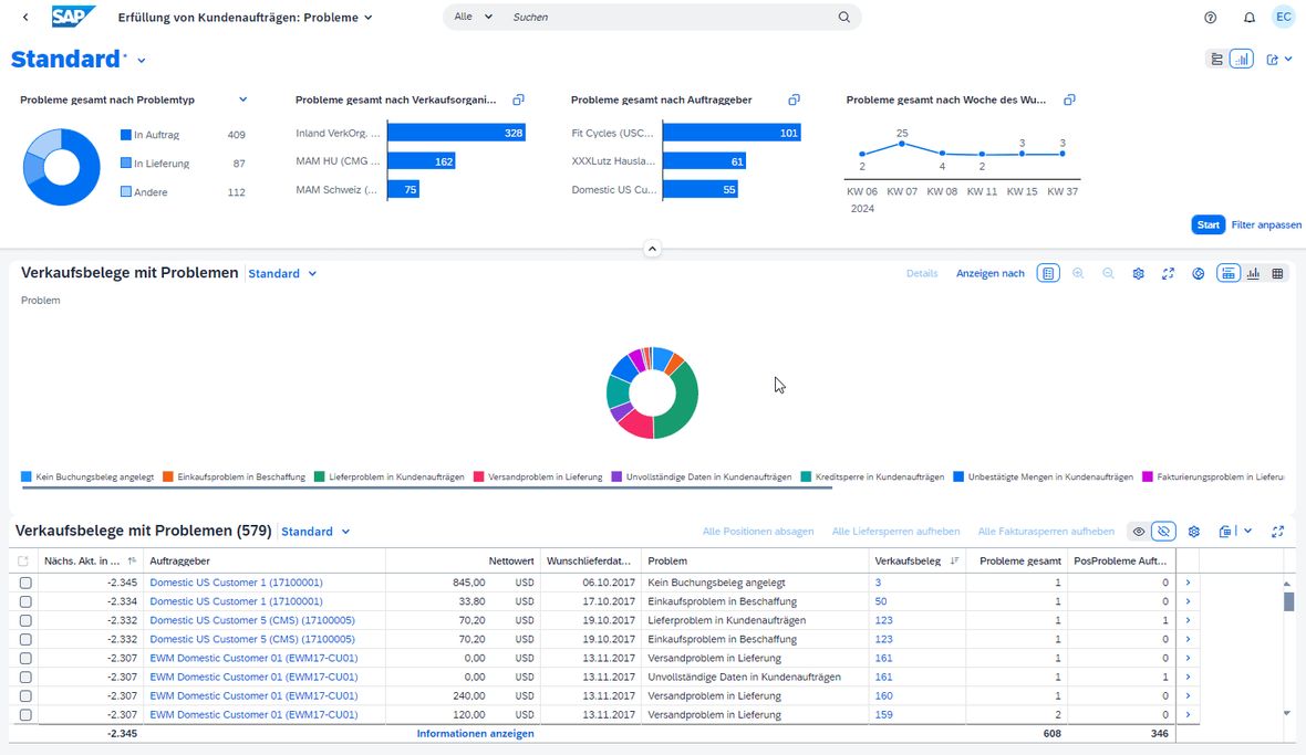 Screenshot SAP Grafik Erfüllung von Kundenaufträgen