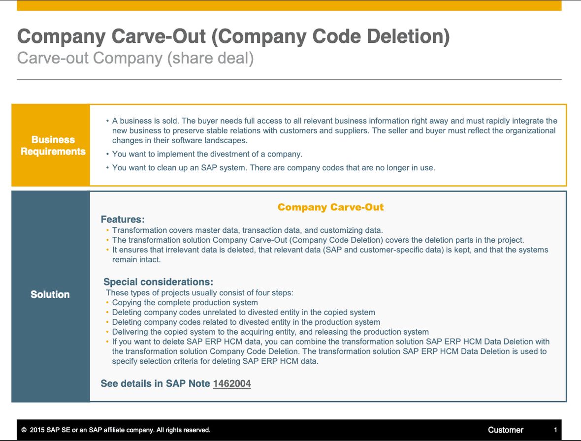 Screenshot Company Carve Out Company Code Deletion