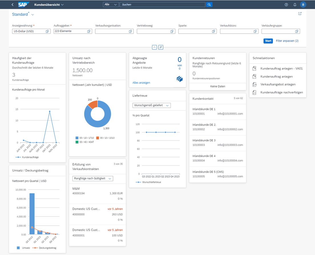 Screenshot SAP Fiori Kunden
